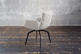 KAWOLA Esszimmerstuhl BARO Drehstuhl mit Armlehnen Stoff weiß