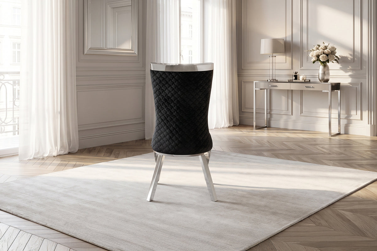 KAWOLA Esszimmerstuhl SELENA Barock Velvet schwarz