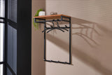 KAWOLA Garderobe ELIARA Akazie Metall Hutablage 8 Haken schwarz