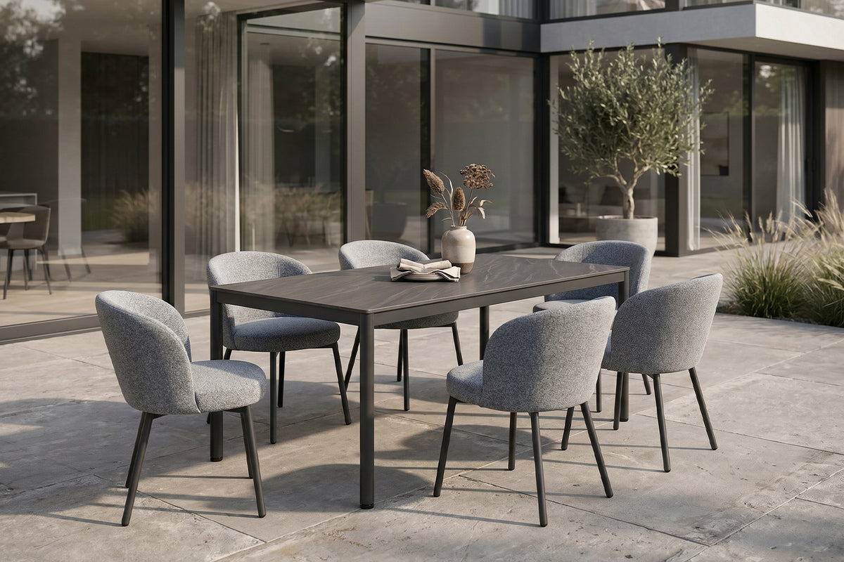 KAWOLA Gartenmöbel Set INDUS 7-tlg. Aluminium grau