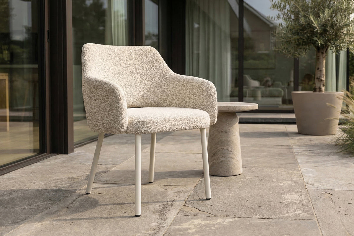 KAWOLA Gartenstuhl AMUR Outdoor Stoff cremefarben