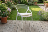 KAWOLA Gartenstuhl KISO Outdoor weiß mit Kissen Rückenlehne Rope grün