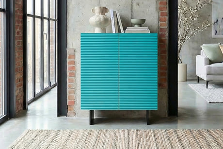KAWOLA Highboard LYNN 2 Türen lackiert petrol