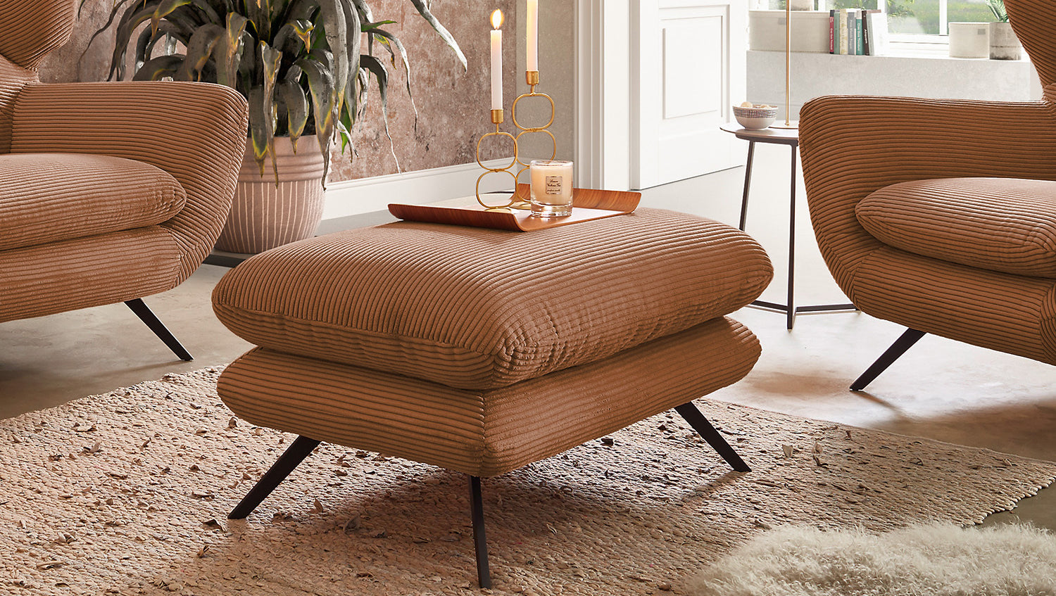 KAWOLA Hocker CHARME Hockerbank Cord rost