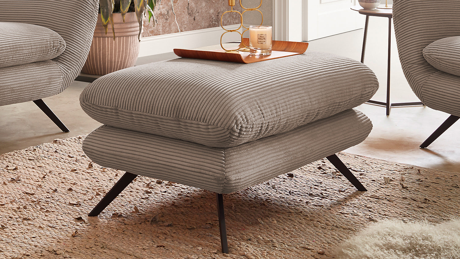KAWOLA Hocker CHARME Hockerbank groß Cord taupe