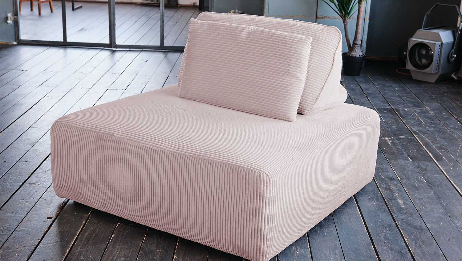KAWOLA Hocker WIOLO SOFT Polsterhocker mit Rückenkissen Cord rosa