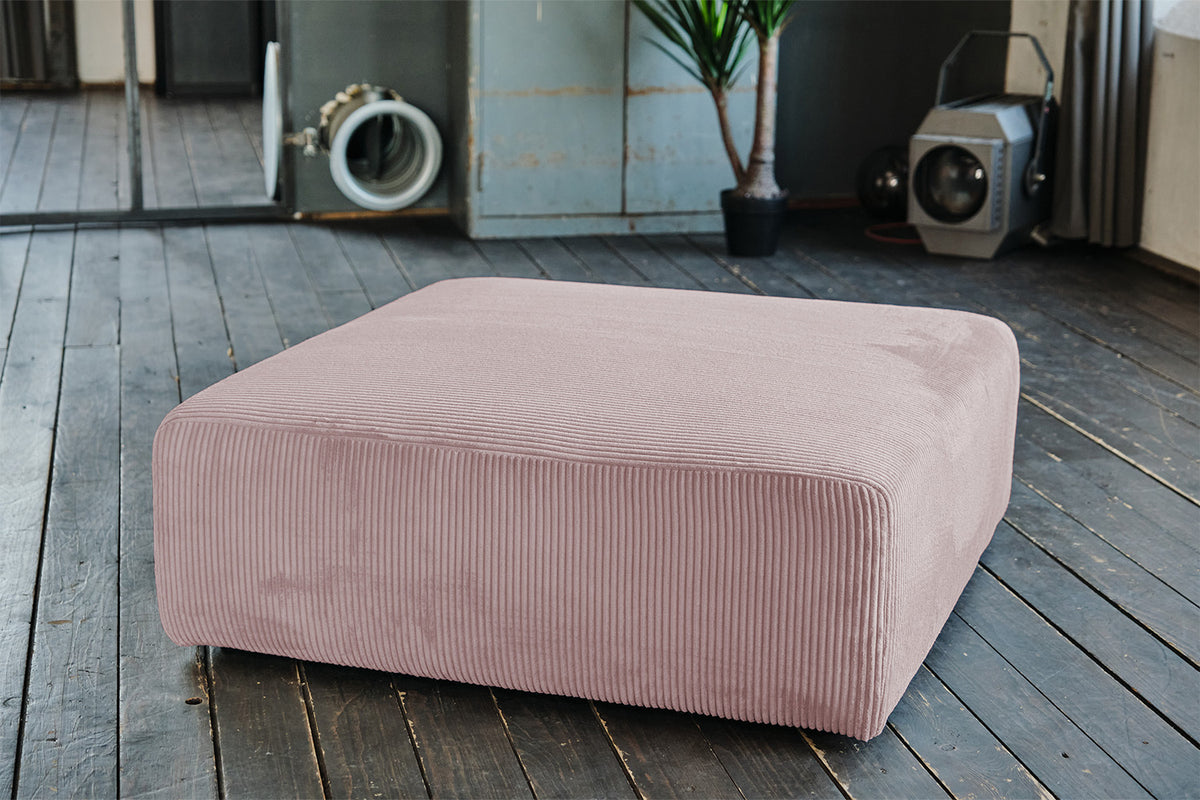 KAWOLA Hocker WIOLO SOFT Polsterhocker mit Rückenkissen Cord rosa