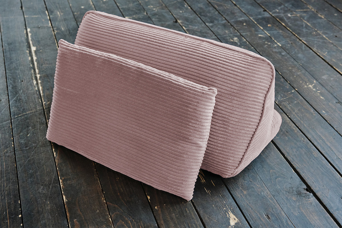 KAWOLA Hocker WIOLO SOFT Polsterhocker mit Rückenkissen Cord rosa