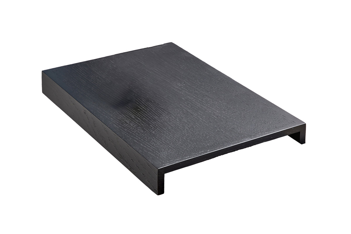 KAWOLA Holztablett MADELINE Eiche schwarz für Armlehne Sofa