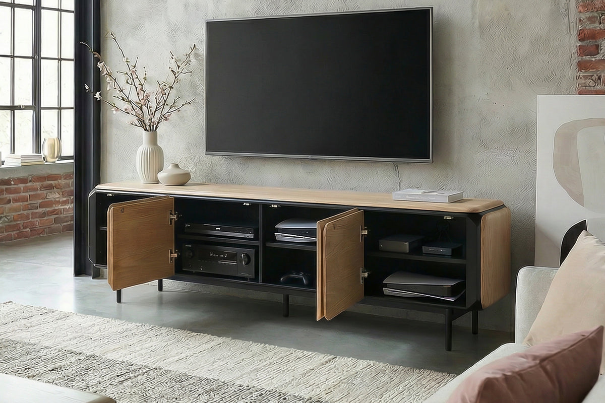 KAWOLA Lowboard AVRIL TV-Board 4 Türen Eiche braun