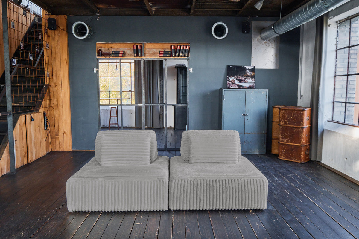 KAWOLA Modulsofa WIOLO SOFT 2 Module 2 Rückenkissen Weicher Breitcord grau