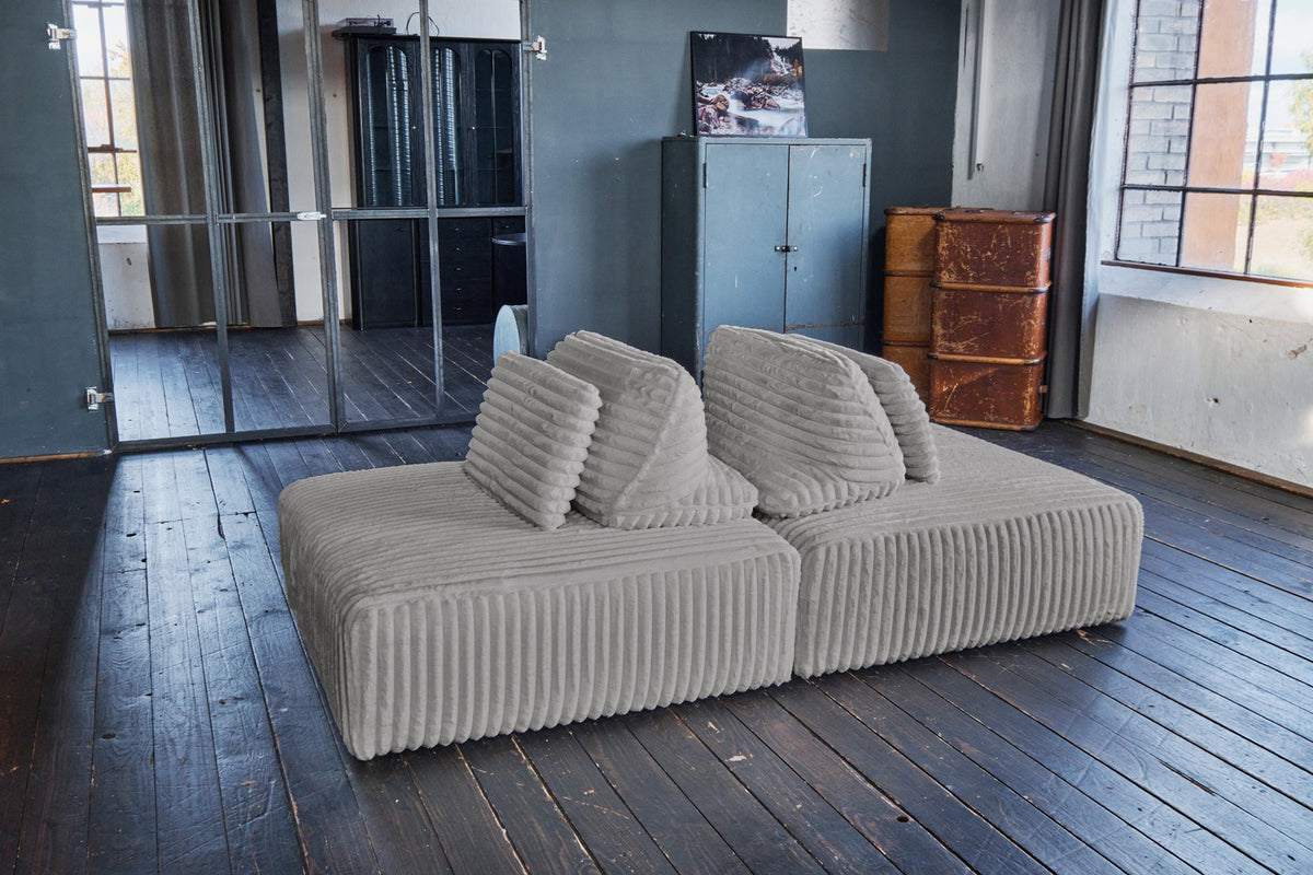 KAWOLA Modulsofa WIOLO SOFT 2 Module 2 Rückenkissen Weicher Breitcord grau