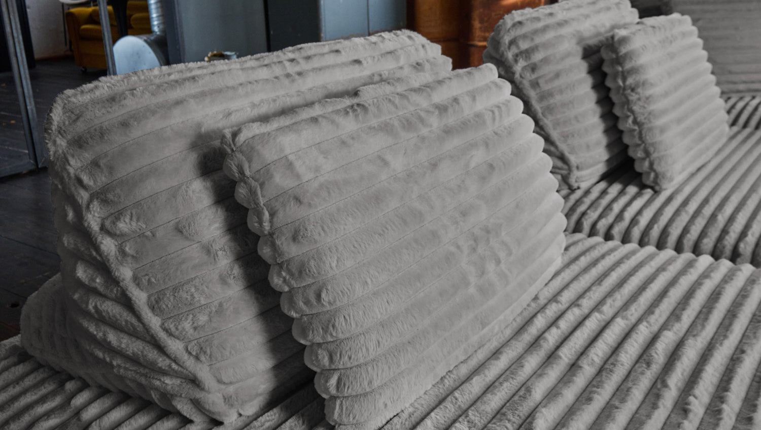 KAWOLA Modulsofa WIOLO SOFT 2 Module 2 Rückenkissen Weicher Breitcord grau