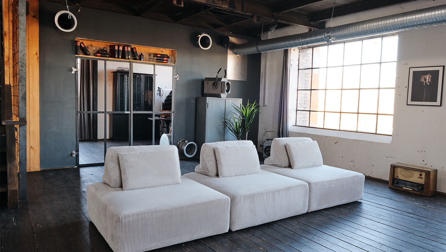 KAWOLA Modulsofa WIOLO SOFT 3 Module 3 Rückenkissen Cord hellgrau