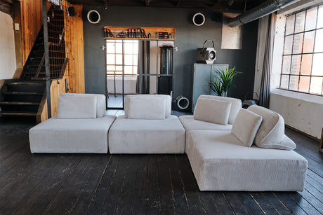 KAWOLA Modulsofa WIOLO SOFT 4 Module 4 Rückenkissen Cord hellgrau
