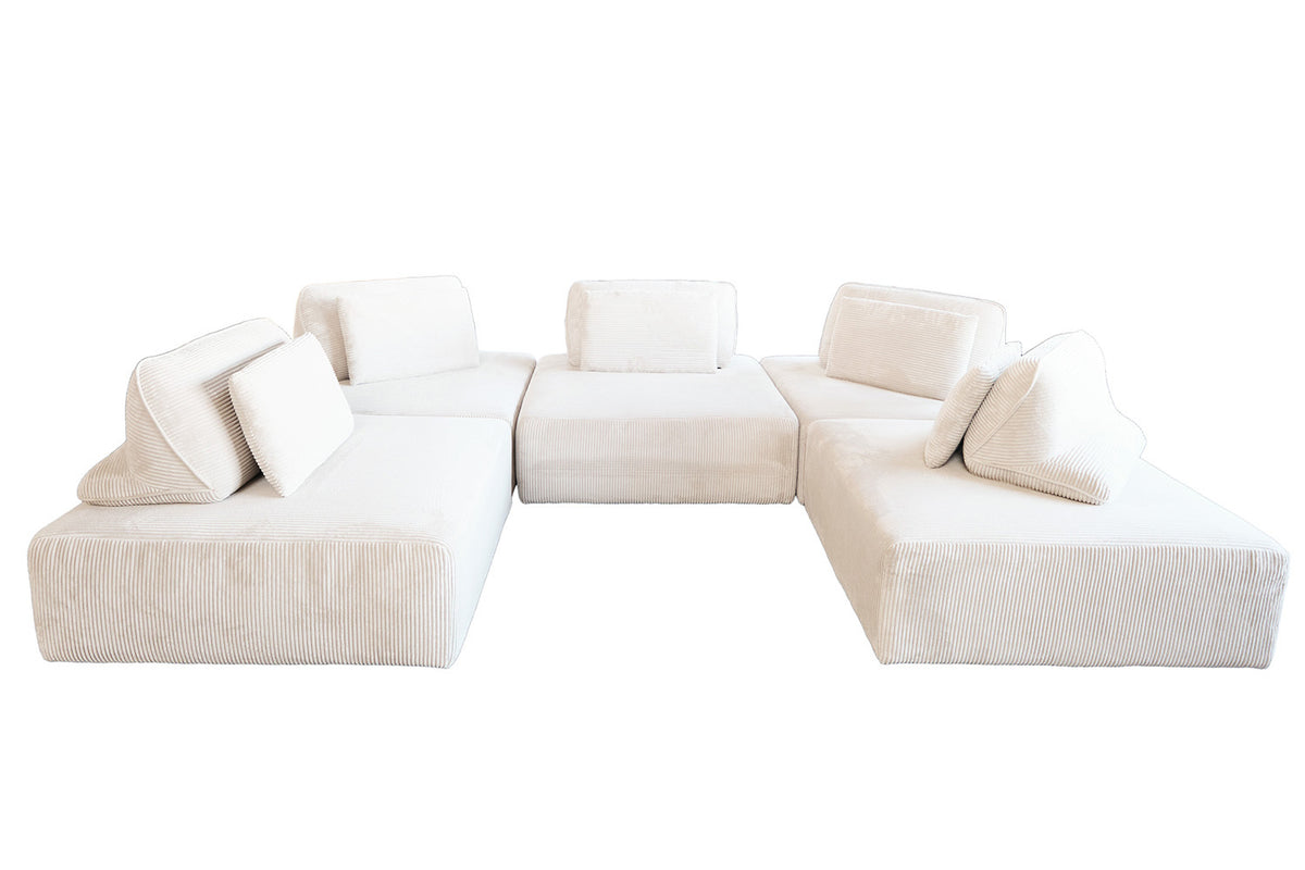 KAWOLA Modulsofa WIOLO SOFT 5 Module 5 Rückenkissen Cord cremeweiß
