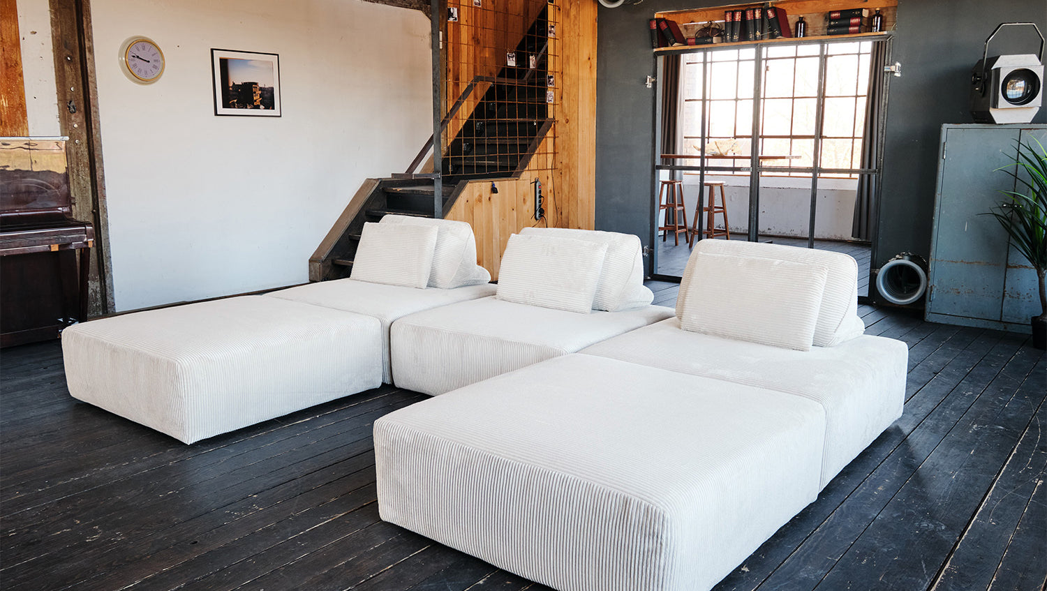 KAWOLA Modulsofa WIOLO SOFT 5 Module 5 Rückenkissen Cord cremeweiß