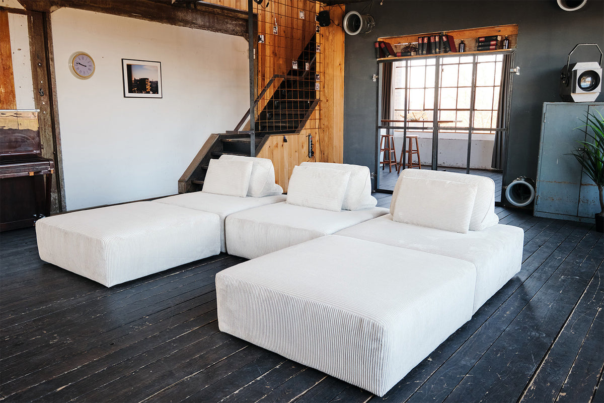 KAWOLA Modulsofa WIOLO SOFT 5 Module 5 Rückenkissen Cord cremeweiß