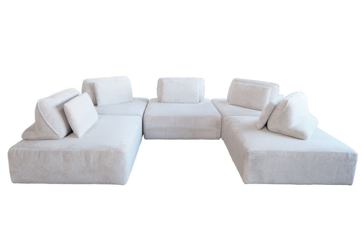 KAWOLA Modulsofa WIOLO SOFT 5 Module 5 Rückenkissen Cord hellgrau