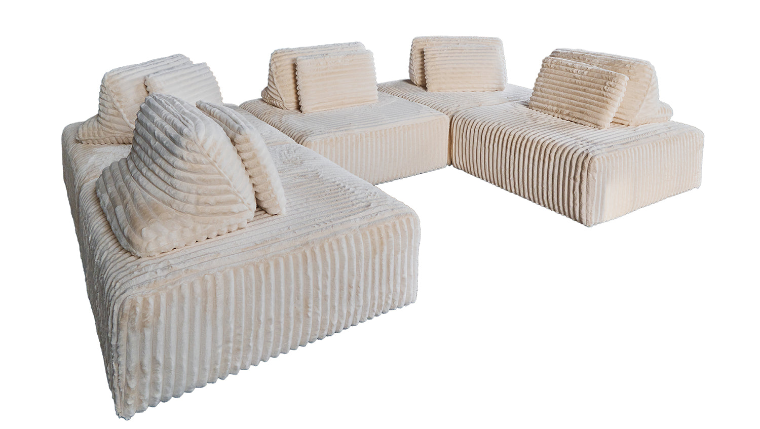 KAWOLA Modulsofa WIOLO SOFT 5 Module 5 Rückenkissen Weicher Breitcord cremeweiß