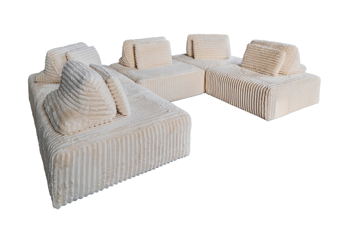 KAWOLA Modulsofa WIOLO SOFT 5 Module 5 Rückenkissen Weicher Breitcord cremeweiß
