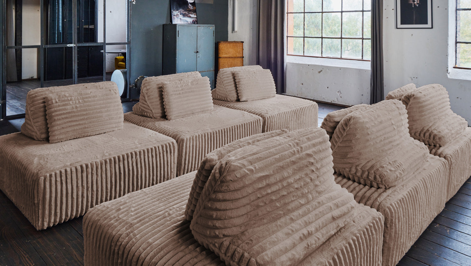 KAWOLA Modulsofa WIOLO SOFT 6 Module 6 Rückenkissen Weicher Breitcord taupe