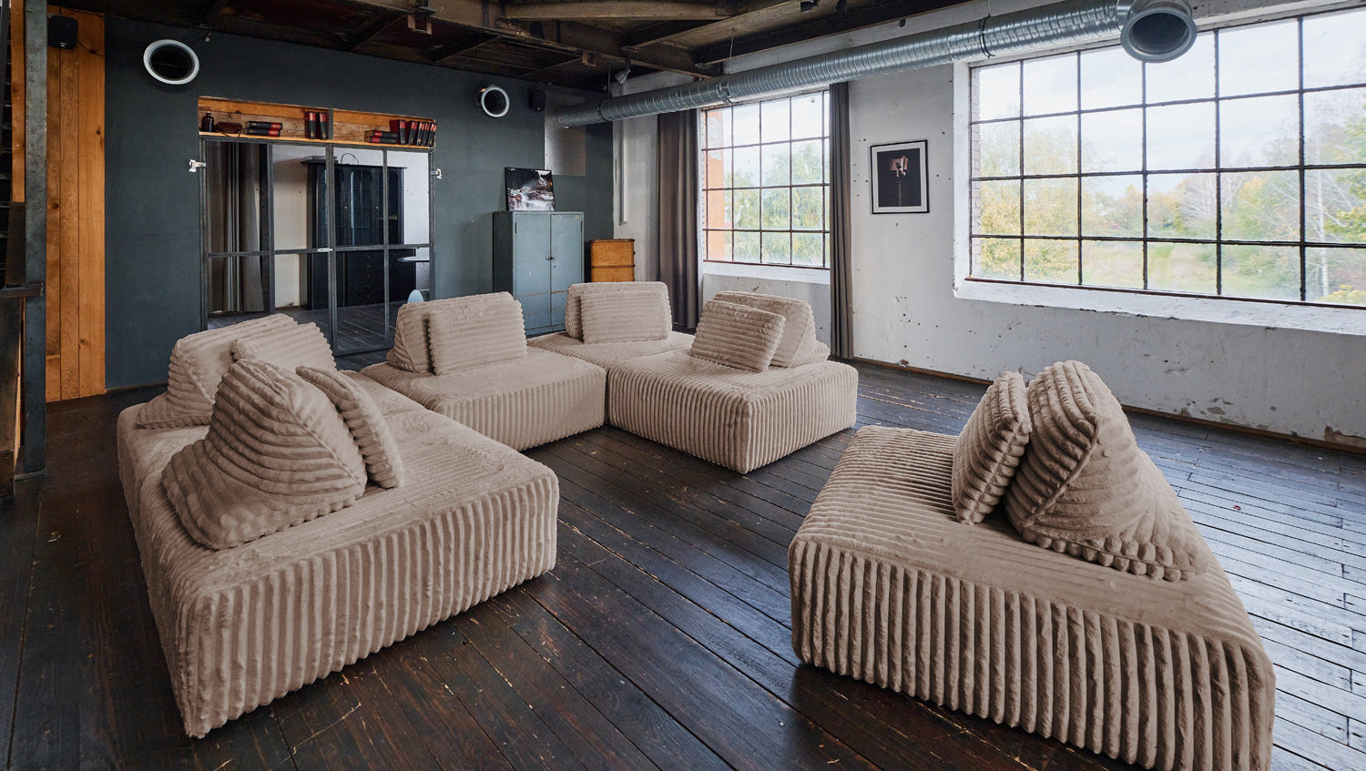 KAWOLA Modulsofa WIOLO SOFT 6 Module 6 Rückenkissen Weicher Breitcord taupe