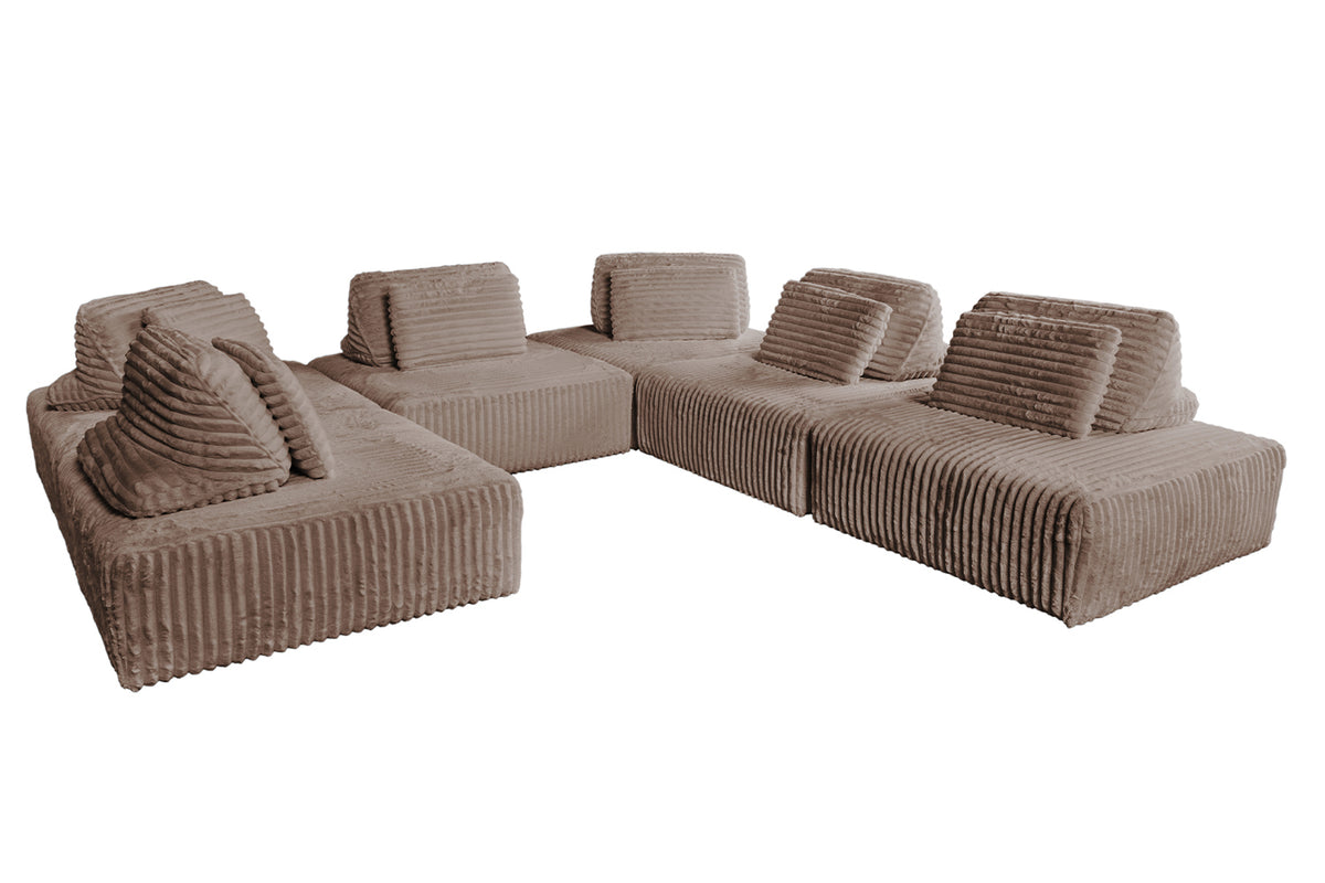 KAWOLA Modulsofa WIOLO SOFT 6 Module 6 Rückenkissen Weicher Breitcord taupe