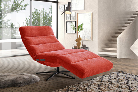 KAWOLA Relaxliege ALINA motorisch Cord Vintage rot, Relaxfunktion, Drehbar (360°)