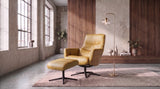 KAWOLA Relaxsessel VANITAS Drehsessel Leder cognac mit Hocker