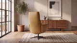 KAWOLA Relaxsessel VANITAS Drehsessel Leder cognac mit Hocker