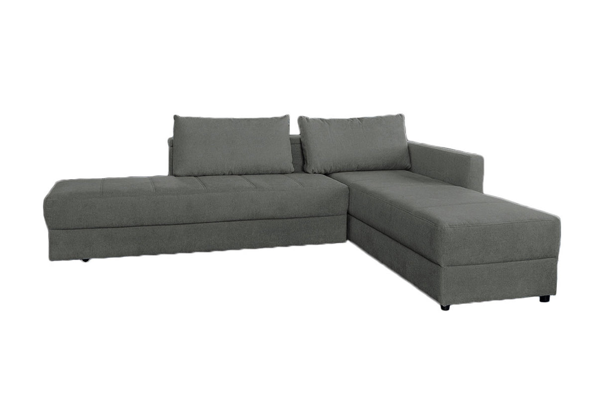 KAWOLA Schlafsofa IDA Sofa Boxspringbett Stoff anthrazit mit Topper