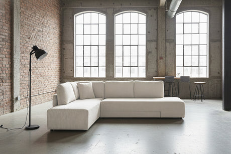 KAWOLA Schlafsofa SADIRA Ecksofa Cord cremeweiß, Links