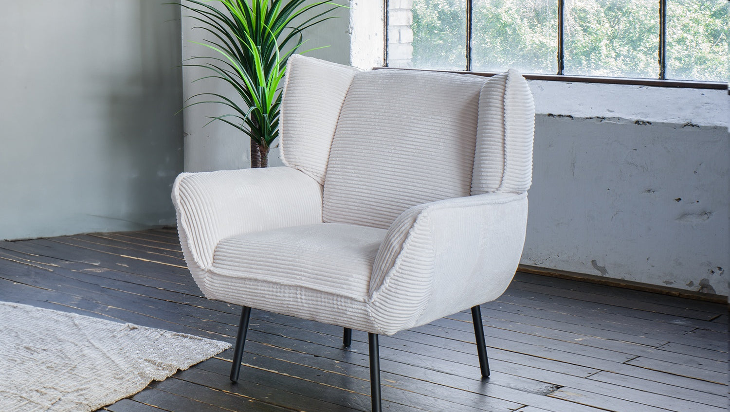 KAWOLA Sessel CALLA Relaxsessel Cord cremeweiß