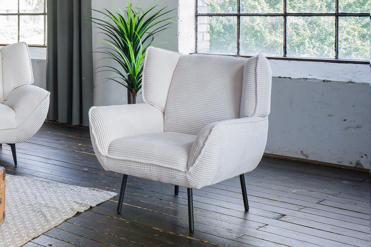 KAWOLA Sessel CALLA Relaxsessel Cord cremeweiß