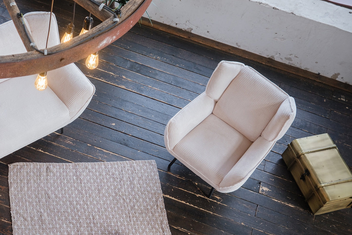 KAWOLA Sessel CALLA Relaxsessel Cord cremeweiß