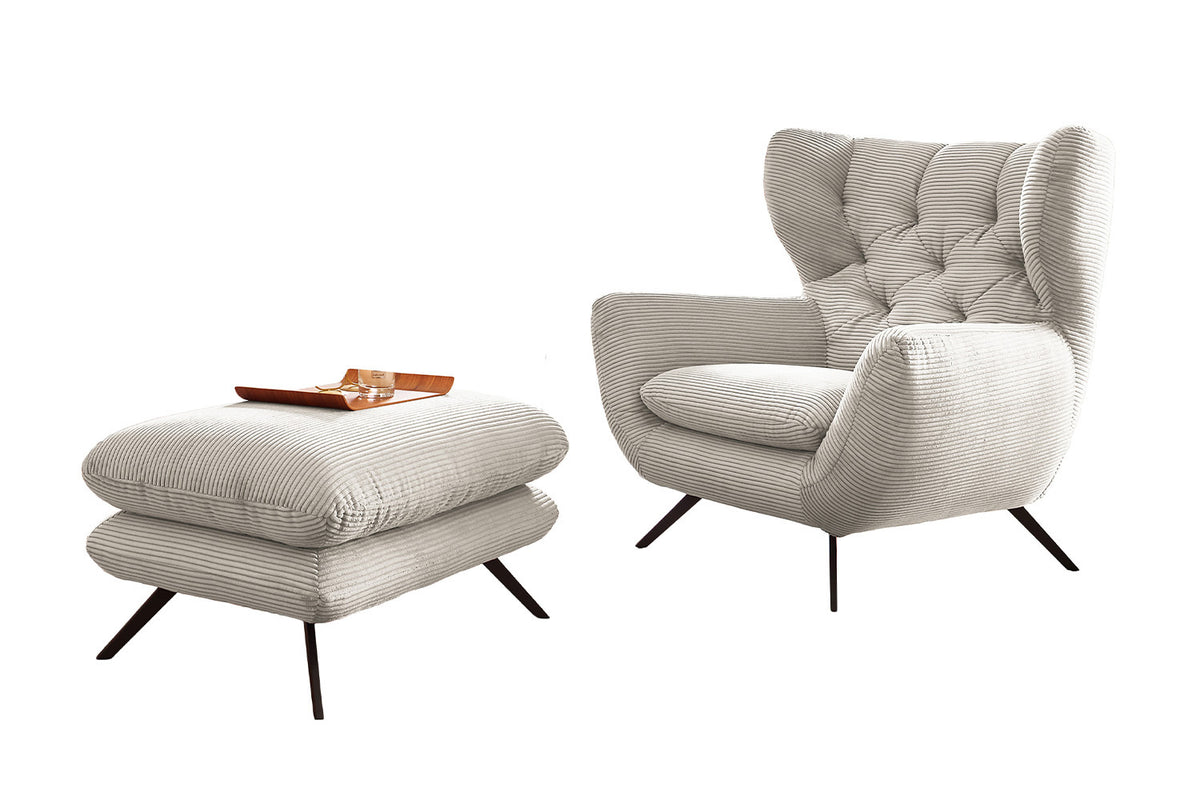 KAWOLA Sessel CHARME Hochlehnsessel Cord cremeweiß