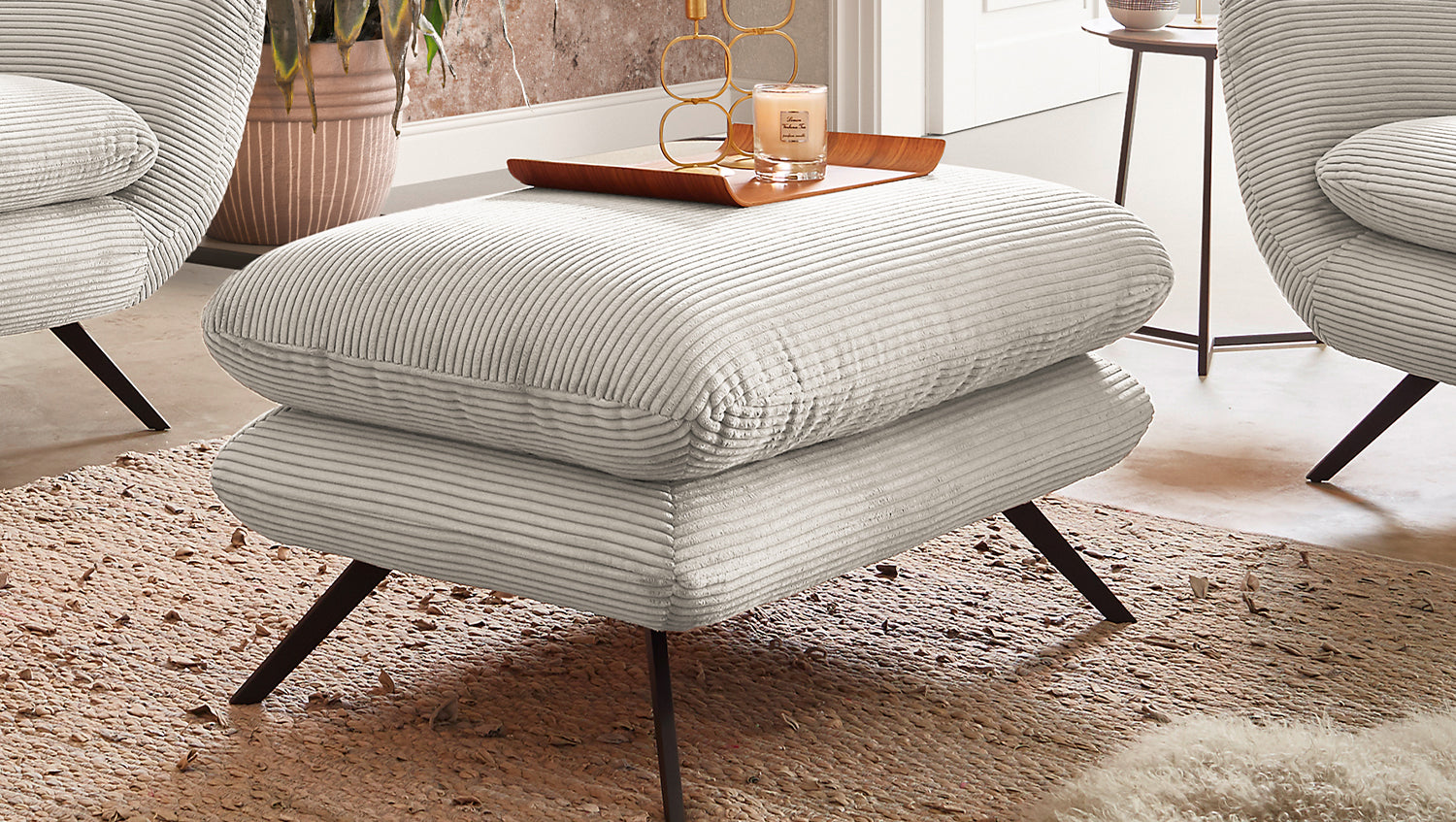 KAWOLA Sessel CHARME Hochlehnsessel Cord cremeweiß