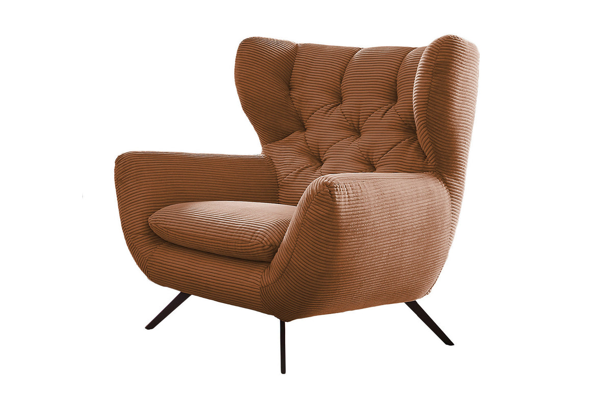 KAWOLA Sessel CHARME Hochlehnsessel Cord rost