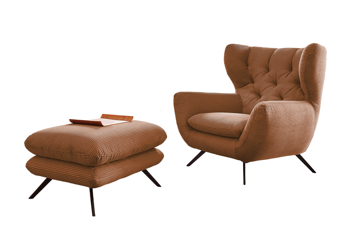 KAWOLA Sessel CHARME Hochlehnsessel Cord rost