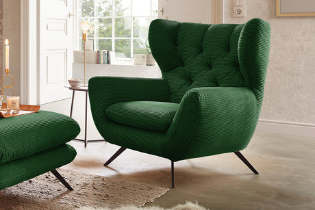 KAWOLA Sessel CHARME Hochlehnsessel Cord smaragd, Mit Armlehne