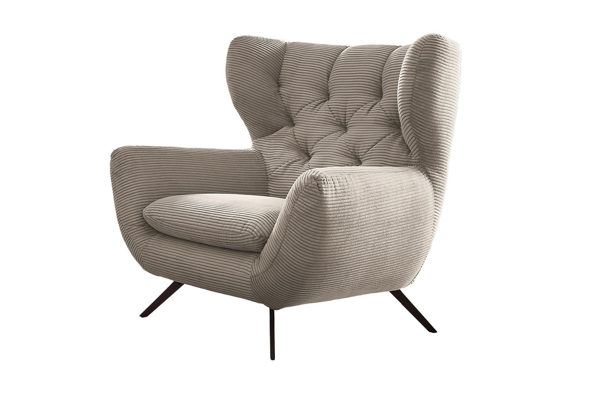 KAWOLA Sessel CHARME Hochlehnsessel Cord steingrau