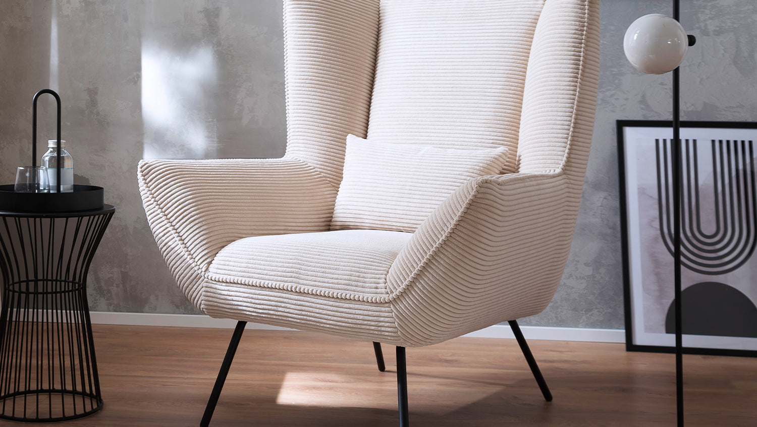 KAWOLA Sessel IVA Relaxsessel Cord cremeweiß
