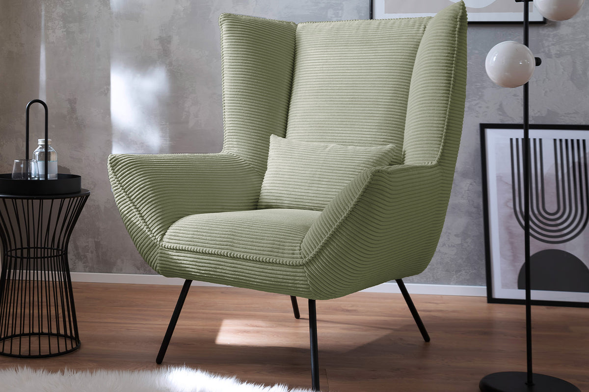 KAWOLA Sessel IVA Relaxsessel Cord olivgrün