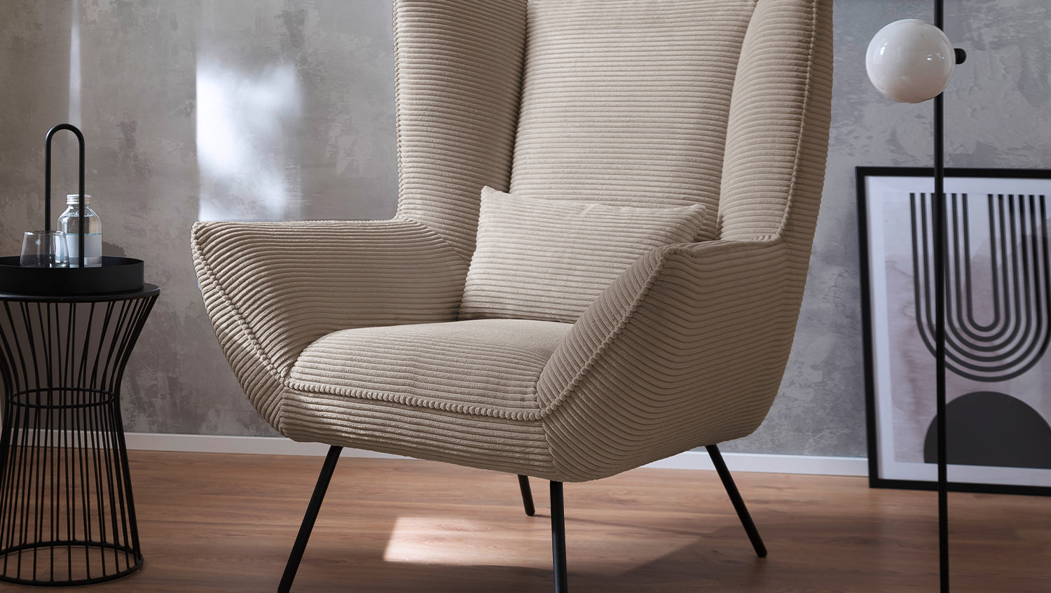 KAWOLA Sessel IVA Relaxsessel Cord taupe