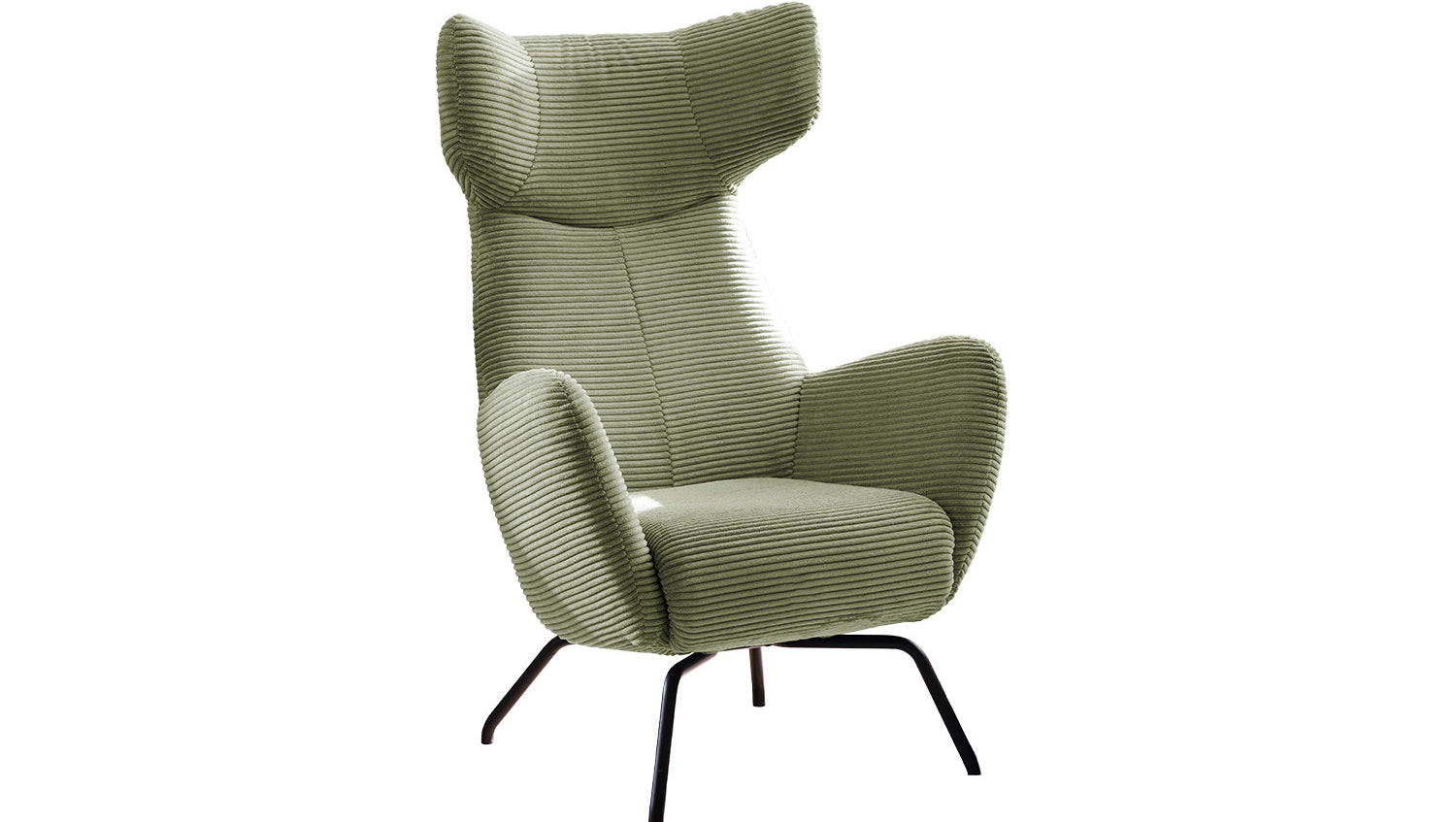 KAWOLA Sessel LOTTE Ohrensessel Cord olivgrün