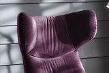 KAWOLA Sessel LOTTE Ohrensessel velvet purple mit Hocker