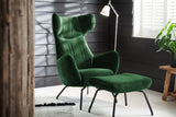 KAWOLA Sessel LOTTE Ohrensessel velvet smaragd mit Hocker