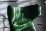 KAWOLA Sessel LOTTE Ohrensessel velvet smaragd mit Hocker