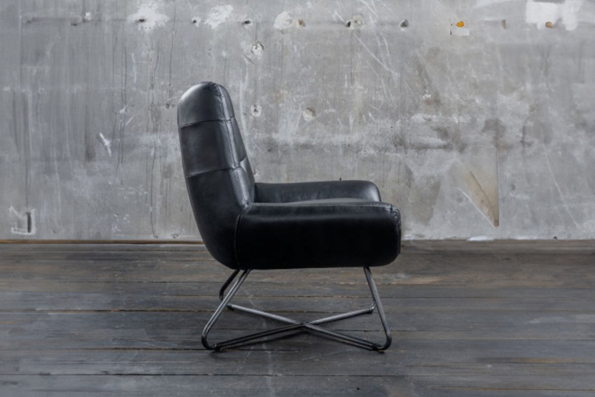 KAWOLA Sessel Snooze Leder schwarz B/H/T: